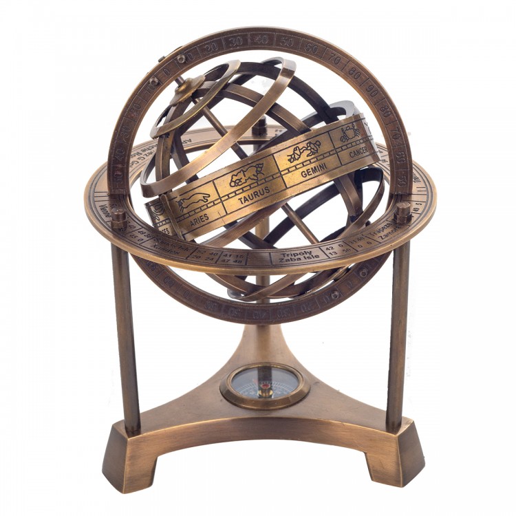 Globo armillary con br£jula 