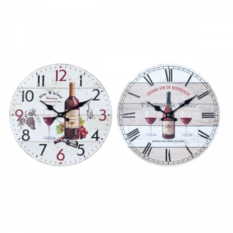 Reloj pared vino 34cm