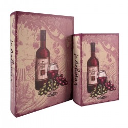 S/2 caja libro uva y vino