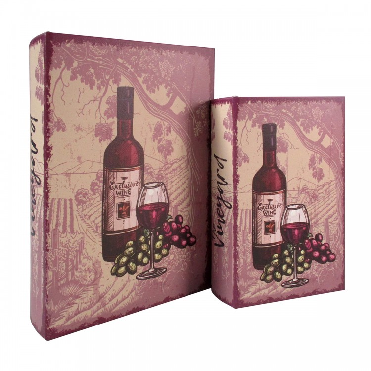 S/2 caja libro uva y vino