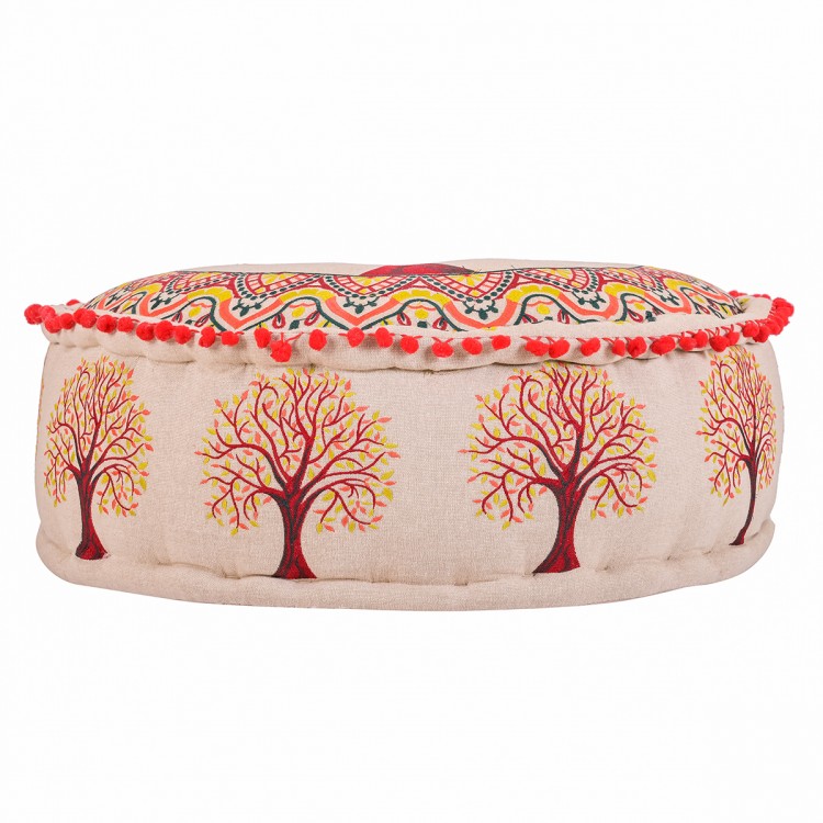 Puf arbol de la vida rojo 60x30cm