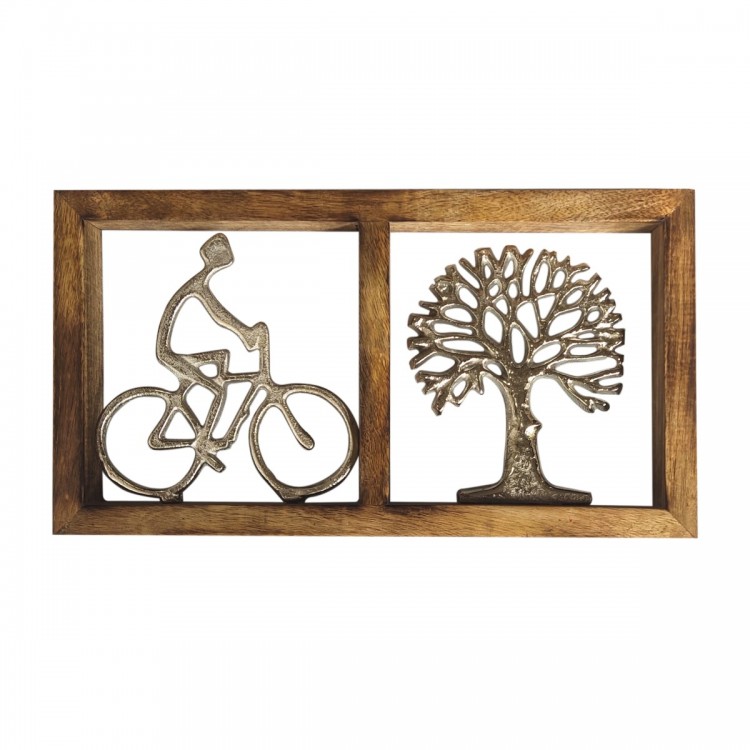 Adorno pared figura s/bicicleta y arbol