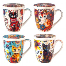 Mug gato 4 dif. c/caja regalo