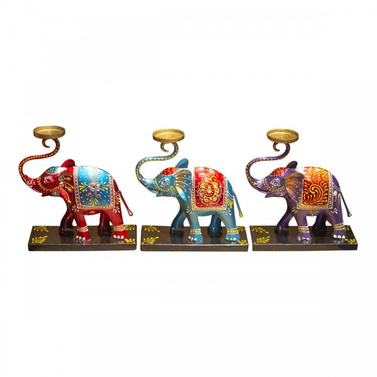 Elefante portavelas 3 dif.