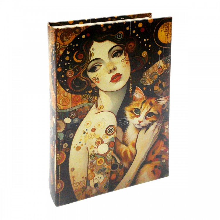 Caja libro mujer y gato