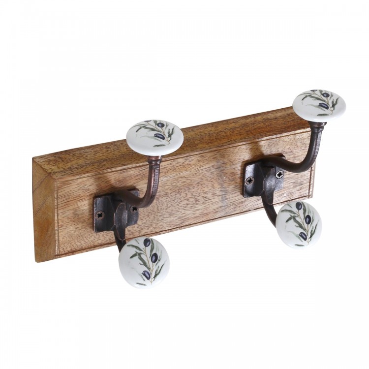 Percha 2 pomos dobles aceitunas