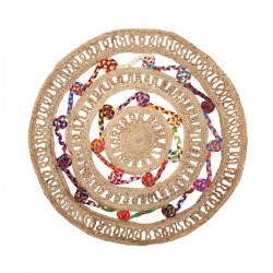 Alfombra yute/colores 90cm red