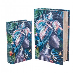 S/2 cajas libro africana