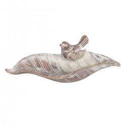 Plato hoja con p jaro 