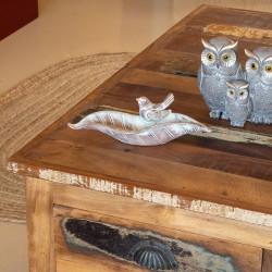 Plato hoja con p jaro 