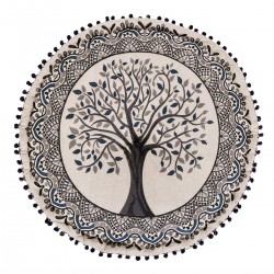 Puf arbol de la vida azul 60x30cm