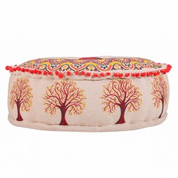 Puf arbol de la vida rojo 60x30cm