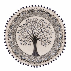 Puf arbol de la vida azul 46x20cm