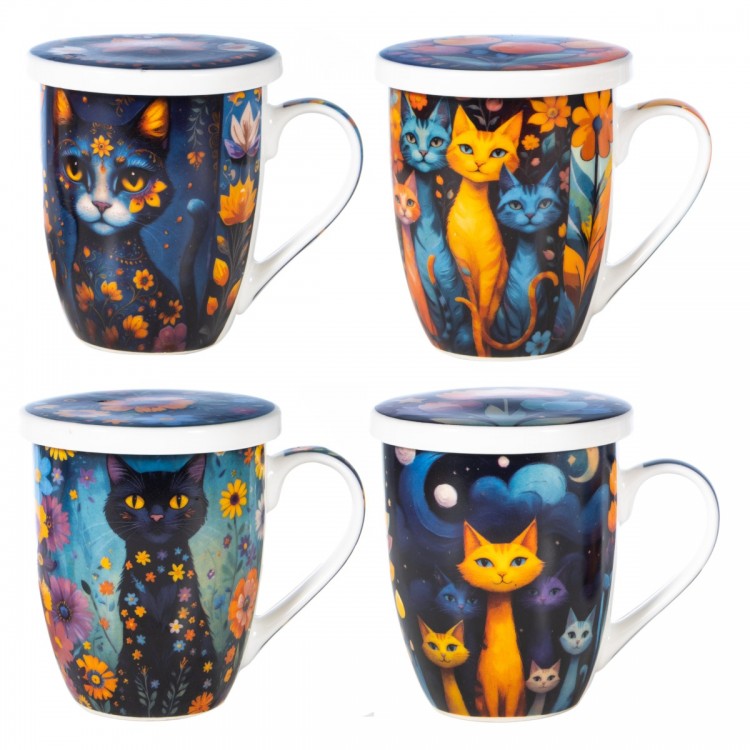 Mug y filtro gato c/caja regalo