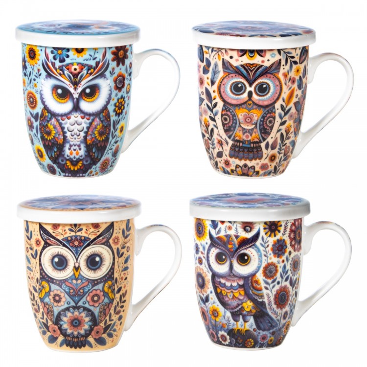 Mug y filtro buho c/caja regalo