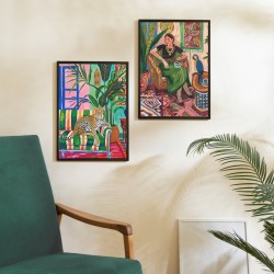 Cuadro mujer y tigre 24x34cm 2 dif.