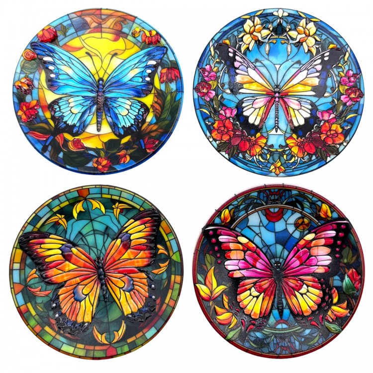 Adorno pared plato mariposa med. 4 dif.