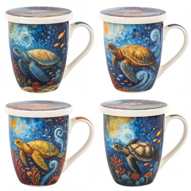 Mug y filtro tortuga c/caja regalo