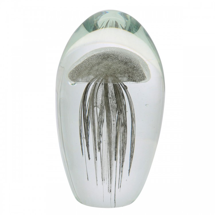 Pisapapeles vidrio medusa blanca
